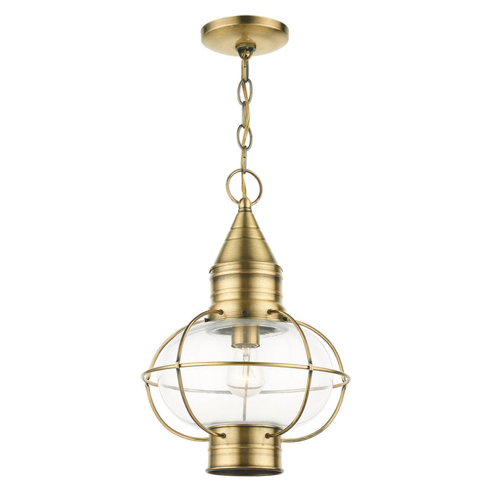 Livex Lighting 26906-01 One Light Outdoor Pendant, Antique Brass