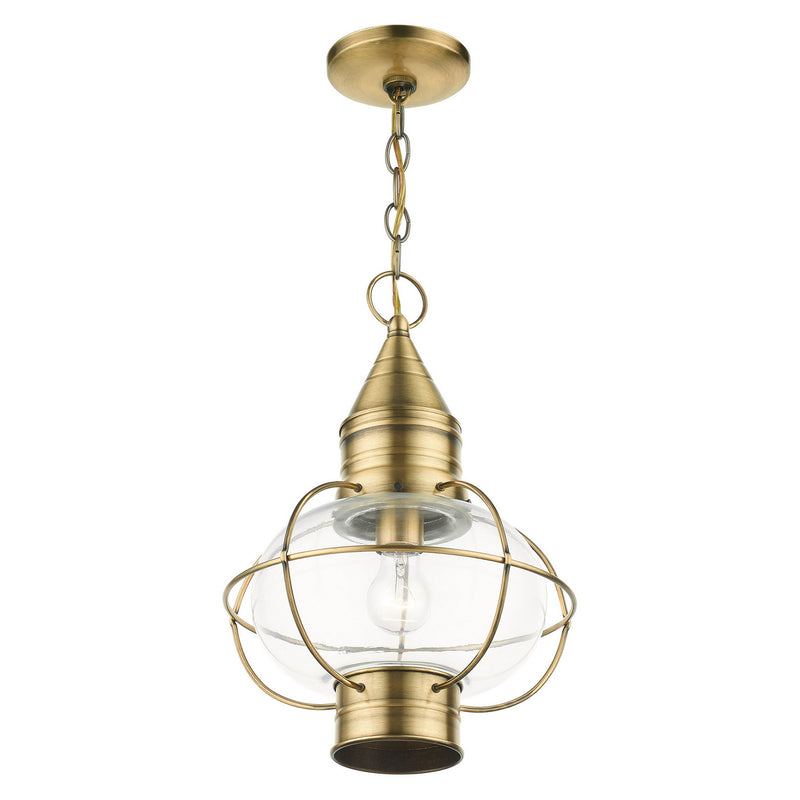Livex Lighting 26906-01 One Light Outdoor Pendant, Antique Brass