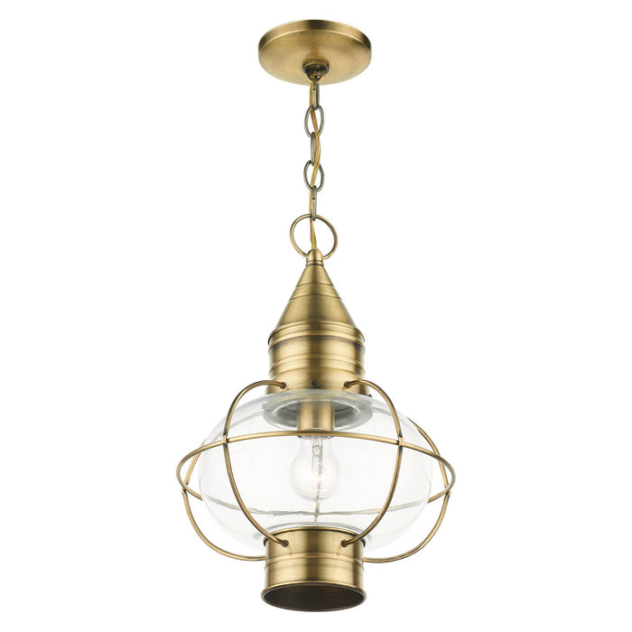Livex Lighting 26906-01 One Light Outdoor Pendant, Antique Brass