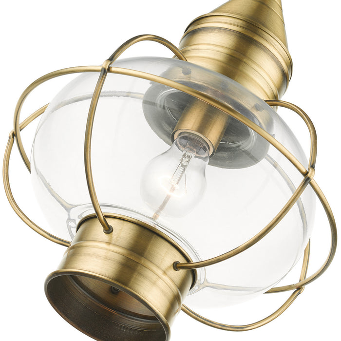 Livex Lighting 26906-01 One Light Outdoor Pendant, Antique Brass