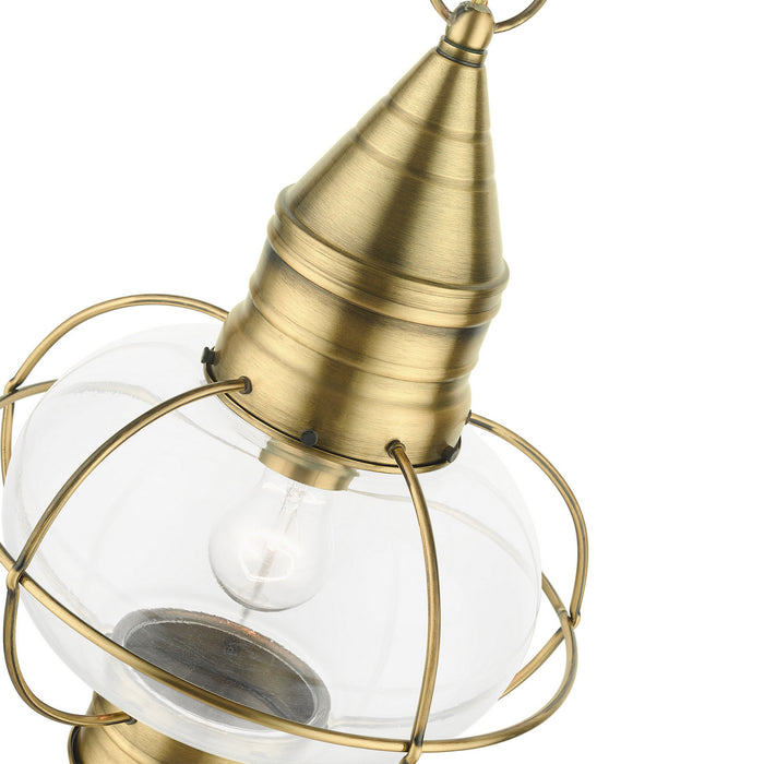 Livex Lighting 26906-01 One Light Outdoor Pendant, Antique Brass