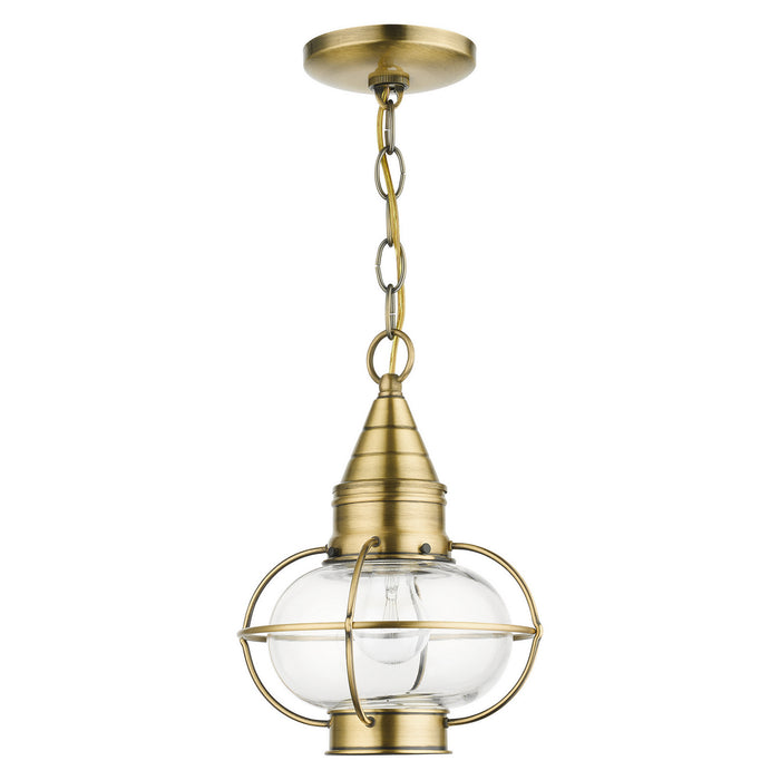 Livex Lighting 26910-01 One Light Outdoor Pendant, Antique Brass