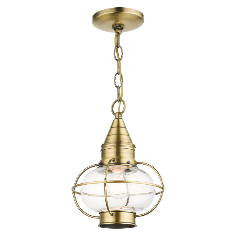 Livex Lighting 26910-01 One Light Outdoor Pendant, Antique Brass