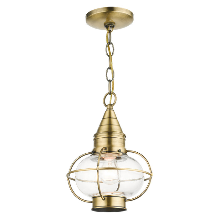 Livex Lighting 26910-01 One Light Outdoor Pendant, Antique Brass