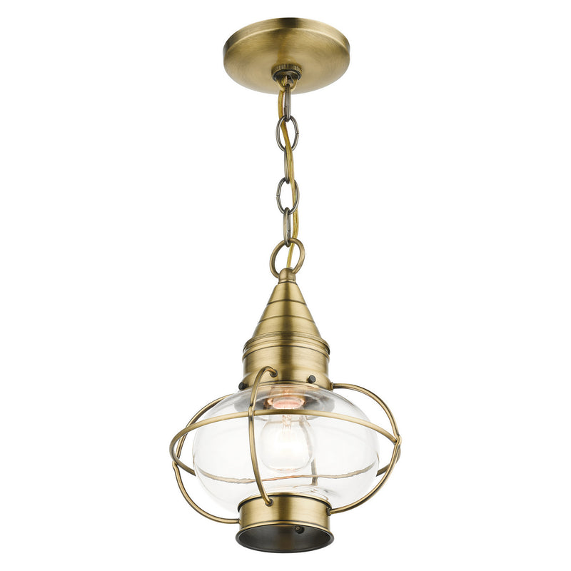 Livex Lighting 26910-01 One Light Outdoor Pendant, Antique Brass