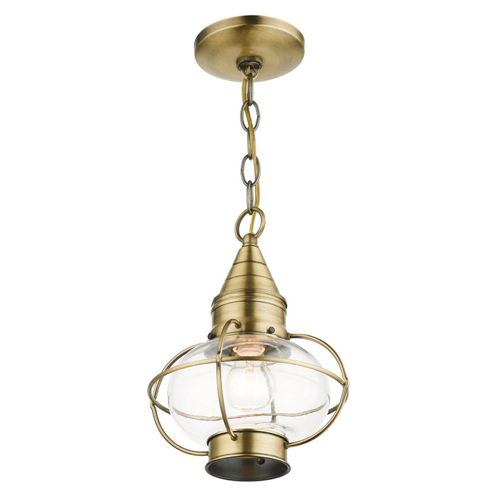 Livex Lighting 26910-01 One Light Outdoor Pendant, Antique Brass