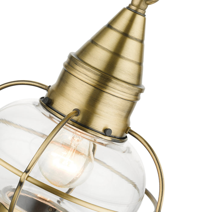 Livex Lighting 26910-01 One Light Outdoor Pendant, Antique Brass