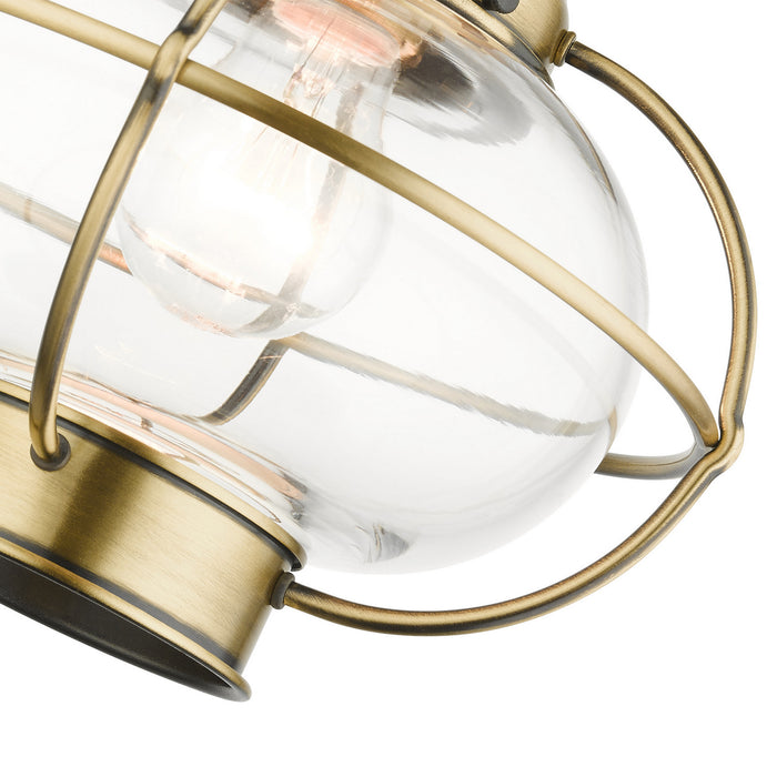 Livex Lighting 26910-01 One Light Outdoor Pendant, Antique Brass