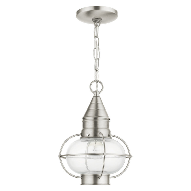 Livex Lighting 26910-91 One Light Outdoor Pendant, Brushed Nickel