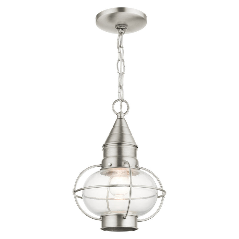 Livex Lighting 26910-91 One Light Outdoor Pendant, Brushed Nickel