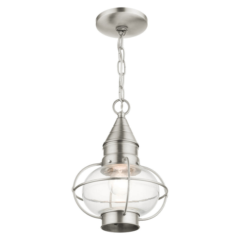 Livex Lighting 26910-91 One Light Outdoor Pendant, Brushed Nickel