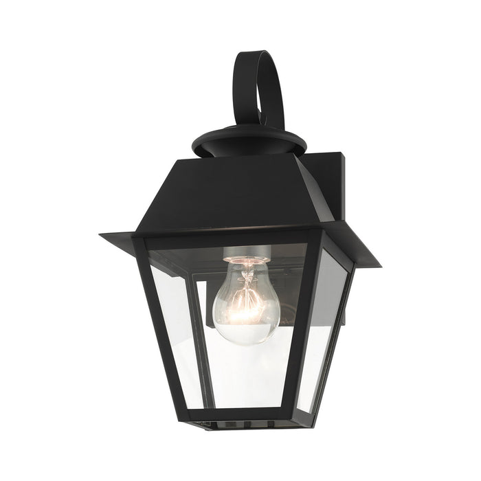 Livex Lighting 27212-04 One Light Outdoor Wall Lantern, Black w/ Brushed Nickel Cluster