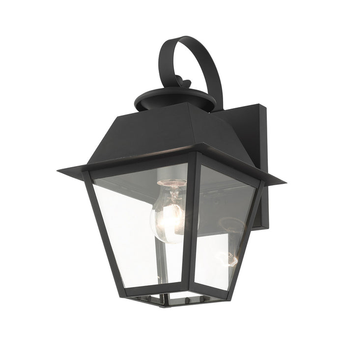 Livex Lighting 27212-04 One Light Outdoor Wall Lantern, Black w/ Brushed Nickel Cluster