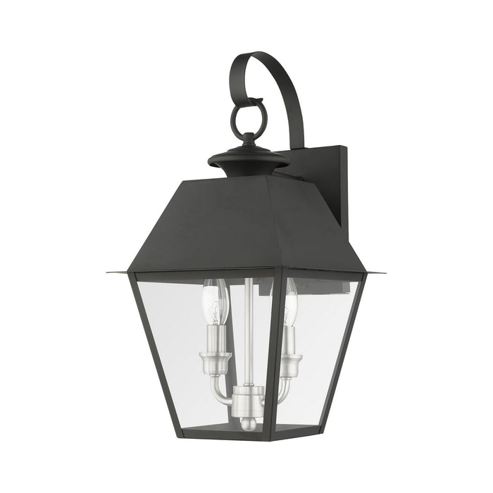 Livex Lighting 27215-04 Two Light Outdoor Wall Lantern, Black w/ Brushed Nickel Cluster