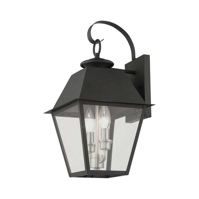 Livex Lighting 27215-04 Two Light Outdoor Wall Lantern, Black w/ Brushed Nickel Cluster