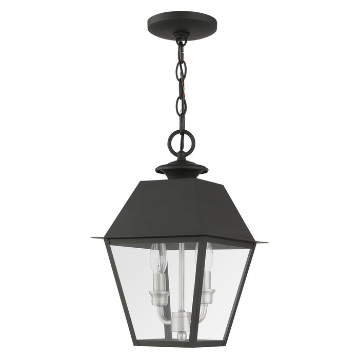 Livex Lighting 27217-04 Two Light Outdoor Pendant, Black w/ Brushed Nickel Cluster