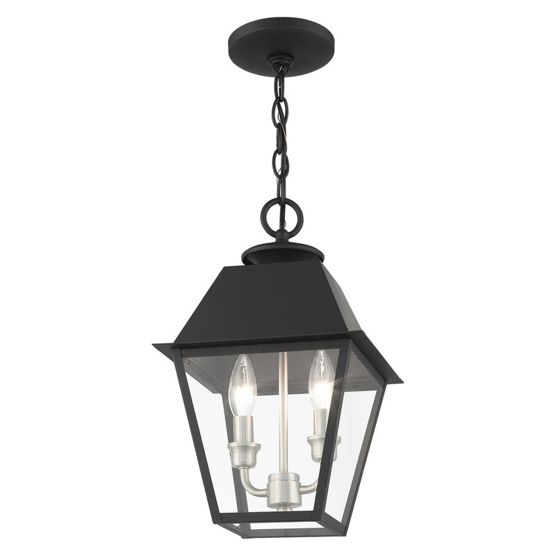 Livex Lighting 27217-04 Two Light Outdoor Pendant, Black w/ Brushed Nickel Cluster
