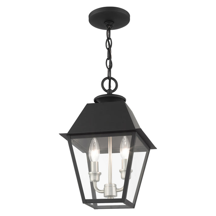 Livex Lighting 27217-04 Two Light Outdoor Pendant, Black w/ Brushed Nickel Cluster
