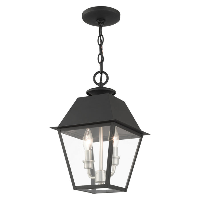 Livex Lighting 27217-04 Two Light Outdoor Pendant, Black w/ Brushed Nickel Cluster