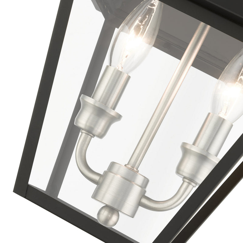 Livex Lighting 27217-04 Two Light Outdoor Pendant, Black w/ Brushed Nickel Cluster