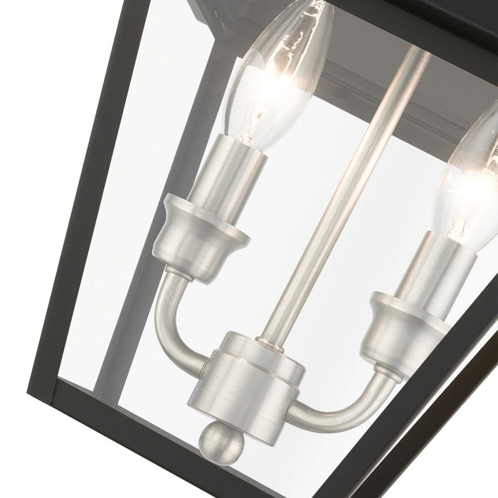 Livex Lighting 27217-04 Two Light Outdoor Pendant, Black w/ Brushed Nickel Cluster