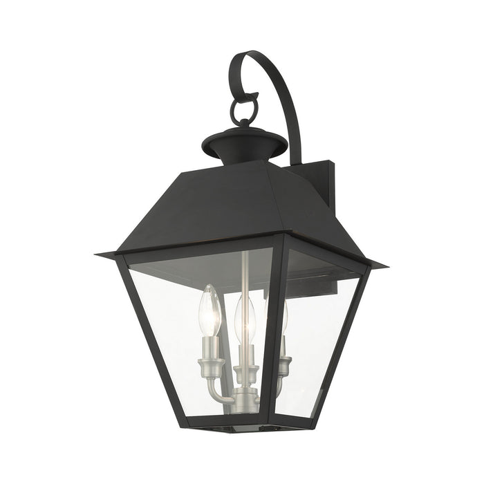 Livex Lighting 27218-04 Three Light Outdoor Wall Lantern, Black w/ Brushed Nickel Cluster