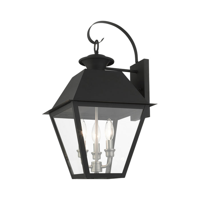 Livex Lighting 27218-04 Three Light Outdoor Wall Lantern, Black w/ Brushed Nickel Cluster