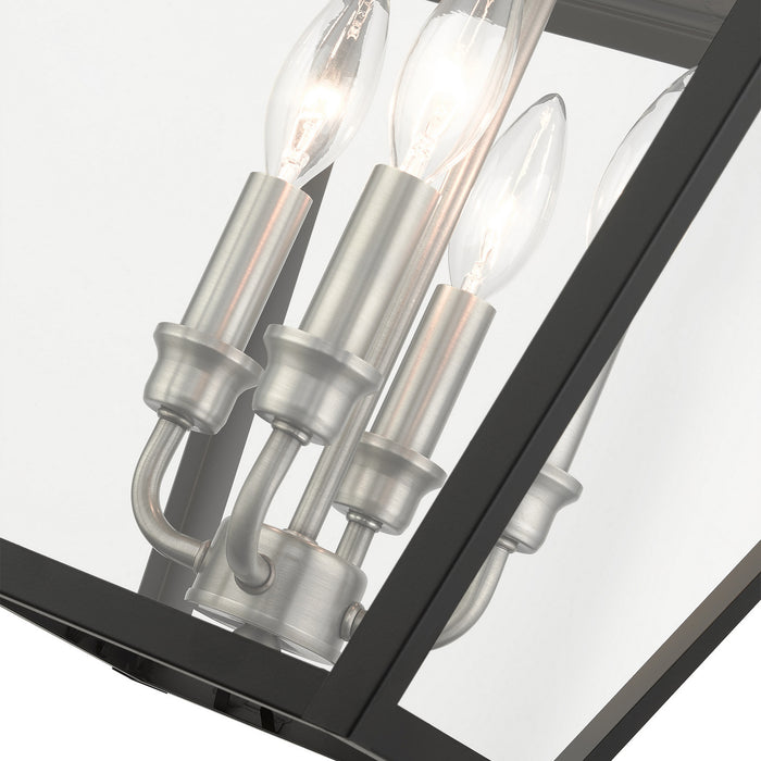 Livex Lighting 27224-04 Four Light Outdoor Pendant, Black w/ Brushed Nickel Cluster