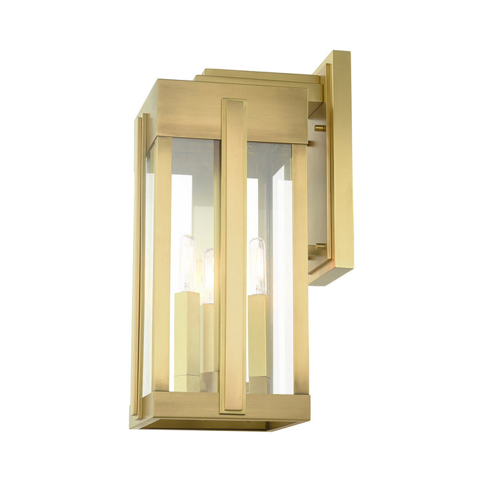 Livex Lighting 27714-08 Three Light Outdoor Wall Lantern, Natural Brass