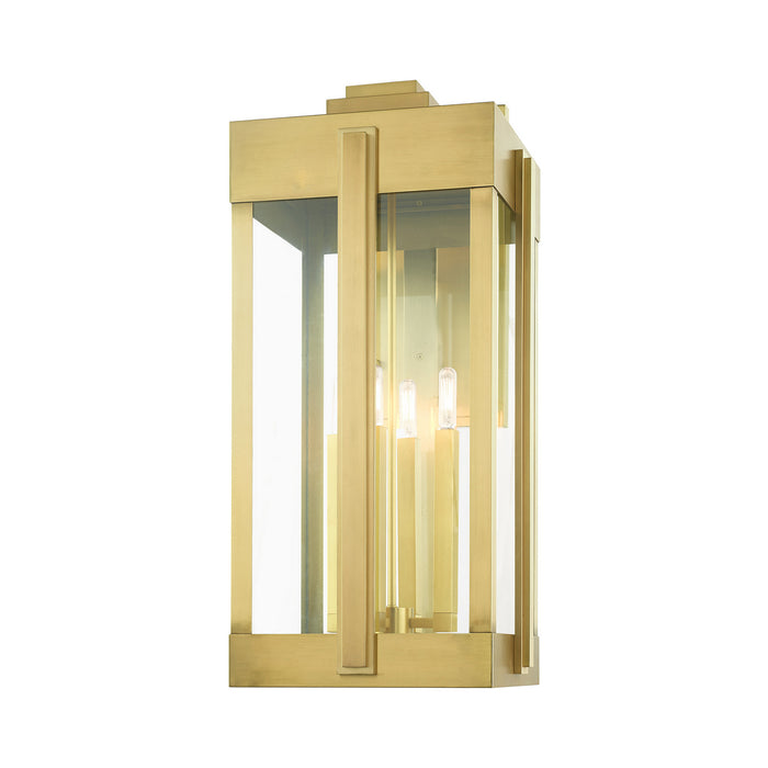 Livex Lighting 27716-08 Four Light Outdoor Wall Lantern, Natural Brass