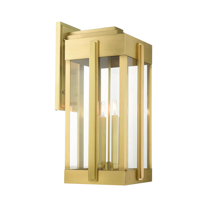 Livex Lighting 27716-08 Four Light Outdoor Wall Lantern, Natural Brass