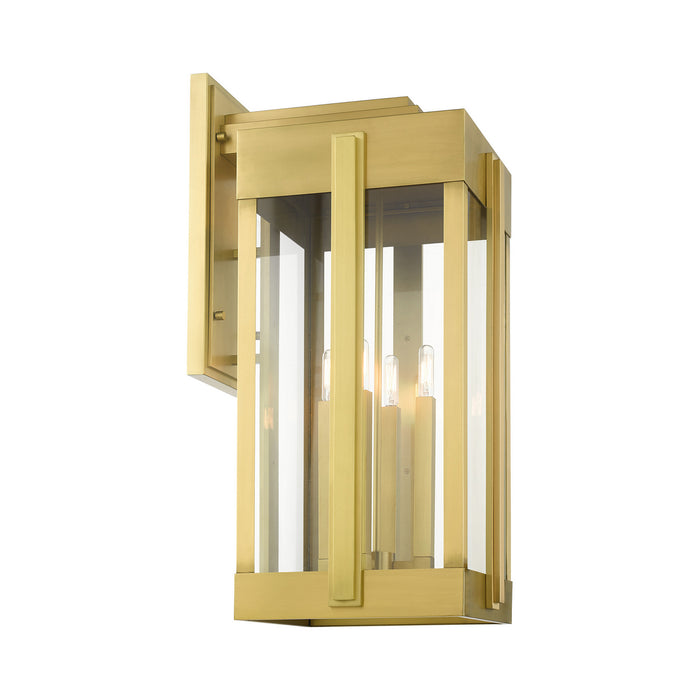 Livex Lighting 27716-08 Four Light Outdoor Wall Lantern, Natural Brass