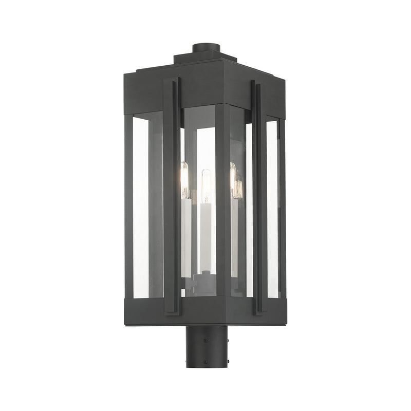 Livex Lighting 27717-04 Three Light Outdoor Post Top Lantern, Black