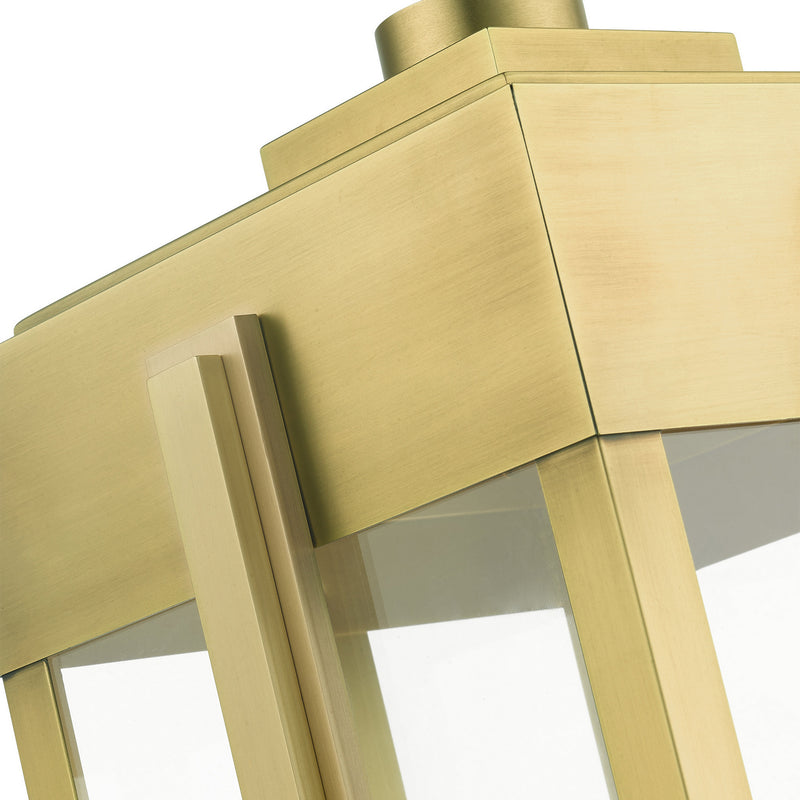Livex Lighting 27717-08 Three Light Outdoor Post Top Lantern, Natural Brass