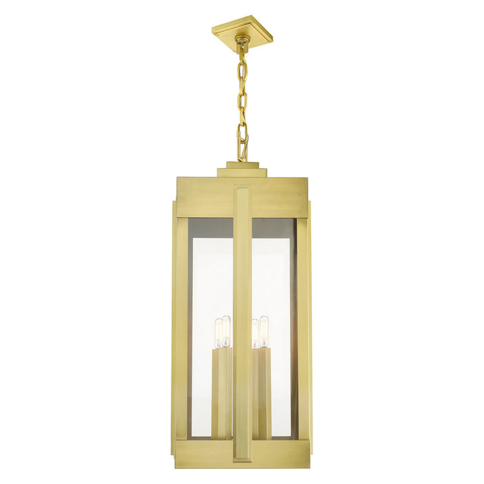Livex Lighting 27720-08 Four Light Outdoor Pendant, Natural Brass