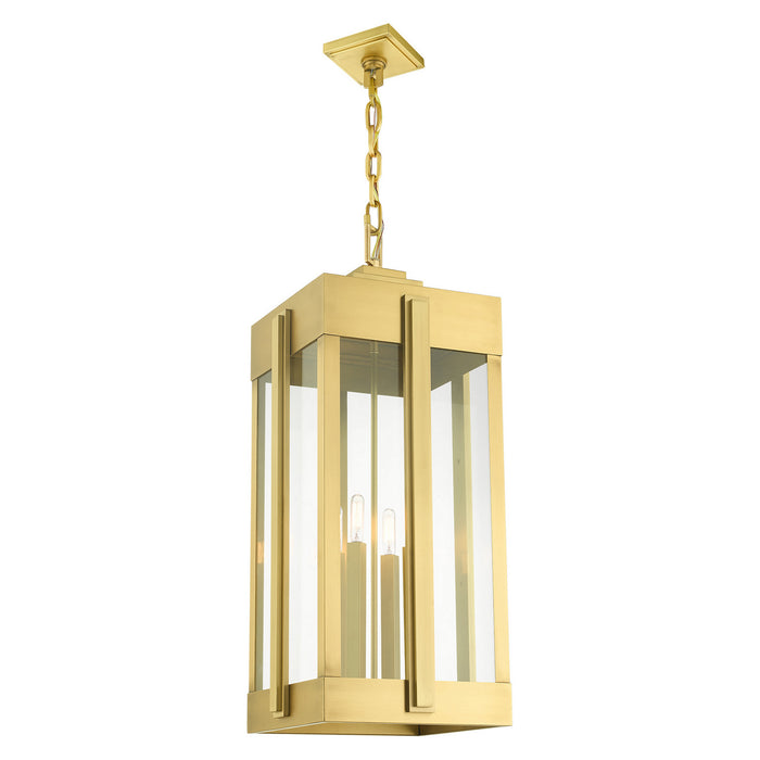 Livex Lighting 27720-08 Four Light Outdoor Pendant, Natural Brass