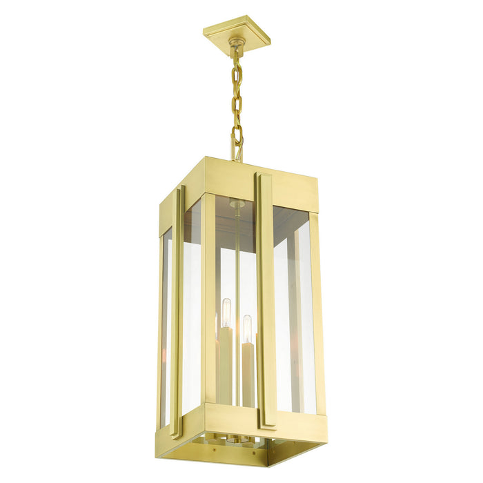 Livex Lighting 27720-08 Four Light Outdoor Pendant, Natural Brass