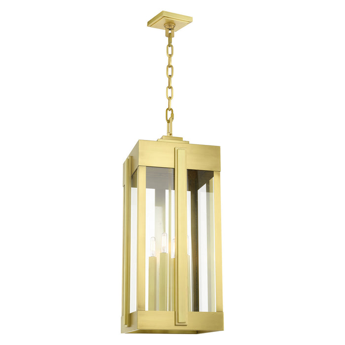 Livex Lighting 27720-08 Four Light Outdoor Pendant, Natural Brass