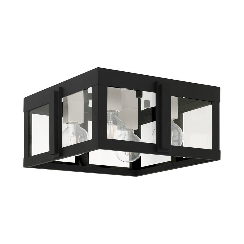 Livex Lighting 27723-04 Four Light Outdoor Flush Mount, Black