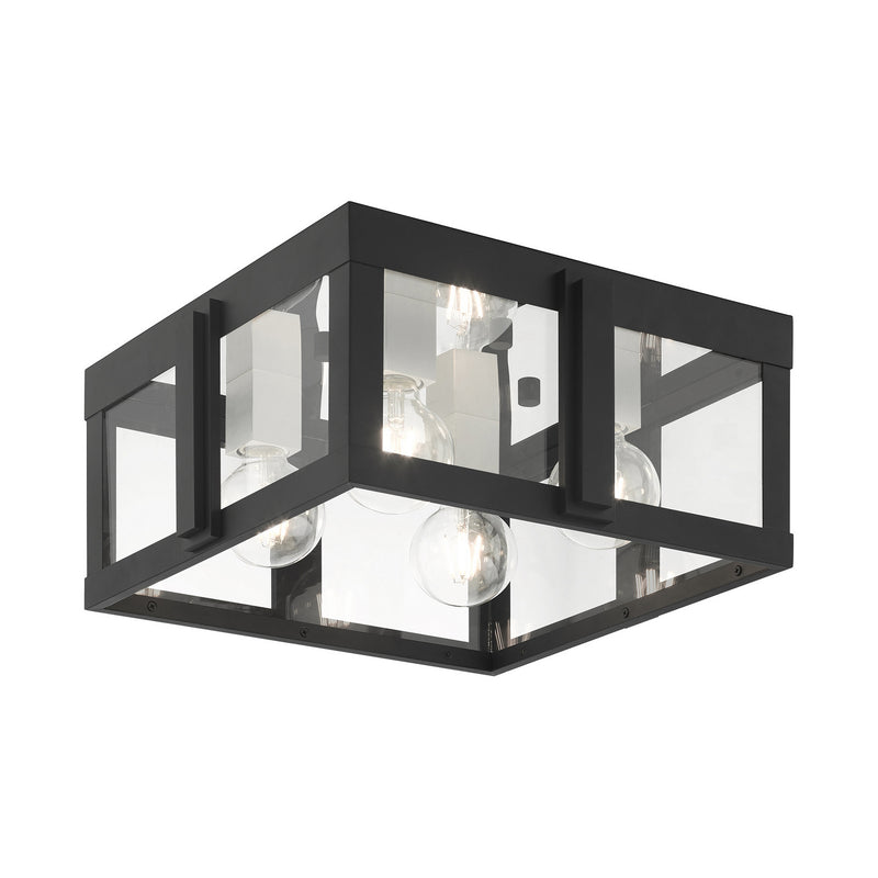 Livex Lighting 27723-04 Four Light Outdoor Flush Mount, Black