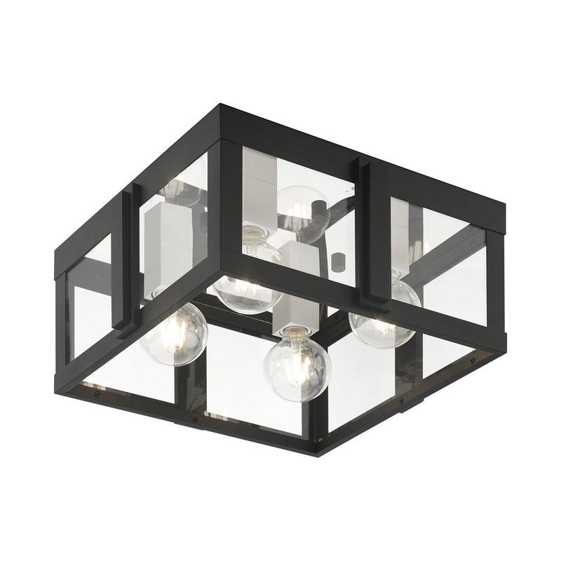 Livex Lighting 27723-04 Four Light Outdoor Flush Mount, Black
