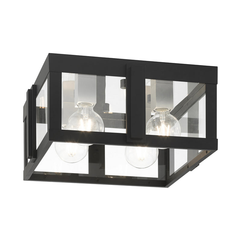 Livex Lighting 27723-04 Four Light Outdoor Flush Mount, Black