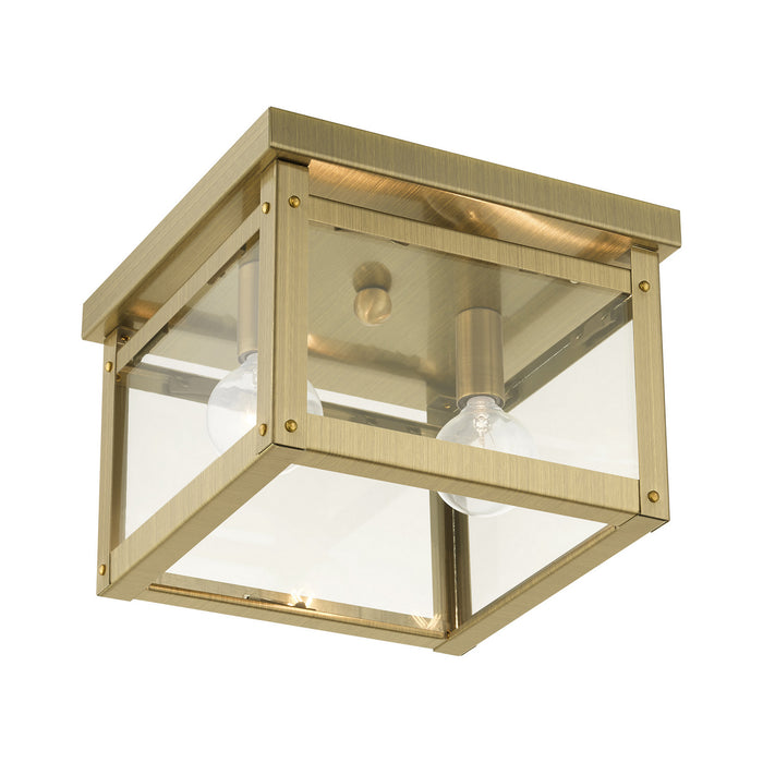 Livex Lighting 4031-01 Two Light Flush Mount, Antique Brass