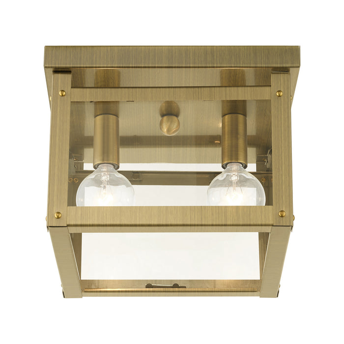 Livex Lighting 4031-01 Two Light Flush Mount, Antique Brass