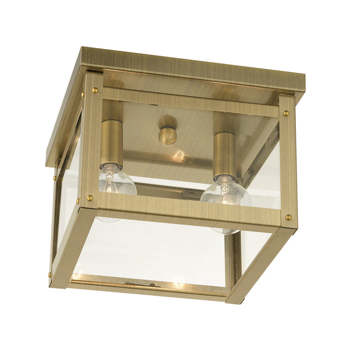Livex Lighting 4031-01 Two Light Flush Mount, Antique Brass