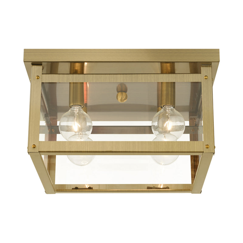 Livex Lighting 4032-01 Four Light Flush Mount, Antique Brass