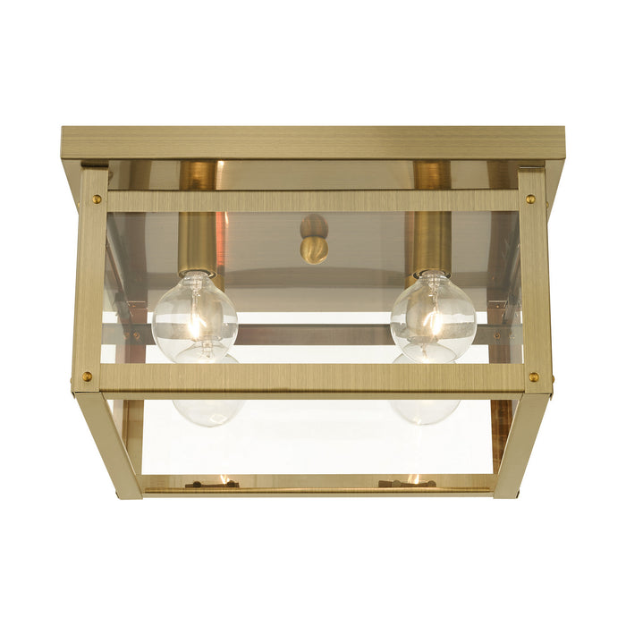 Livex Lighting 4032-01 Four Light Flush Mount, Antique Brass