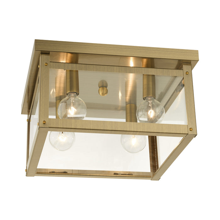Livex Lighting 4032-01 Four Light Flush Mount, Antique Brass