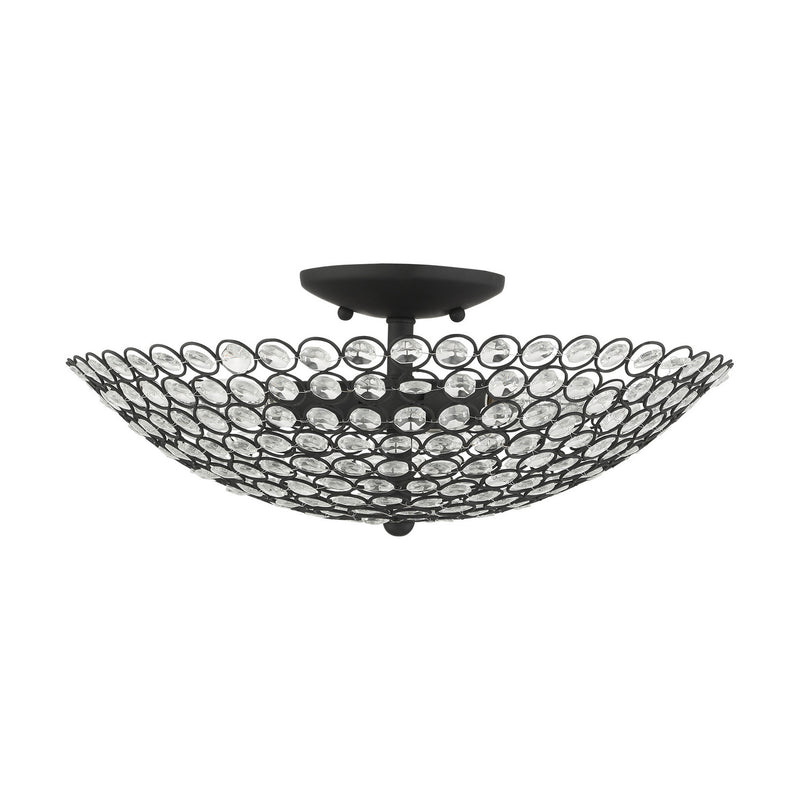 Livex Lighting 40446-04 Three Light Semi Flush Mount, Black