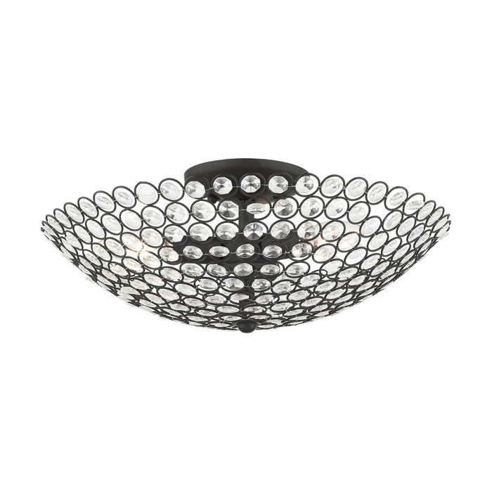 Livex Lighting 40446-04 Three Light Semi Flush Mount, Black